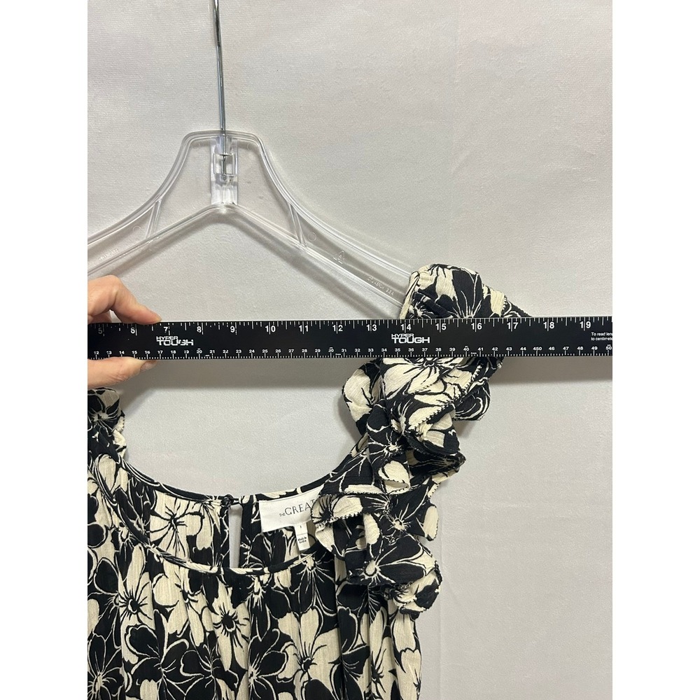 The Great Black White Floral Ruffle Maxi Dress Scoop Neck Size 1 - Small - Picture 4 of 16